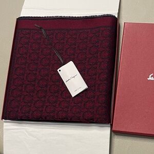 NWT Salvatore Ferragamo Scarf - Red with gancini logo